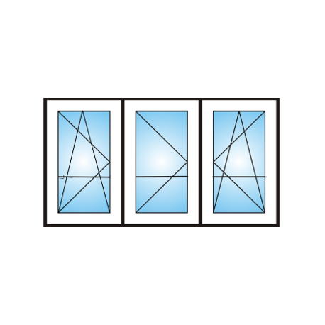 Porta finestra a 3 ante con traverso