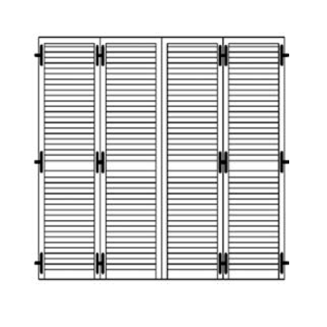 Porta persiana a 4 ante con cardine a muro